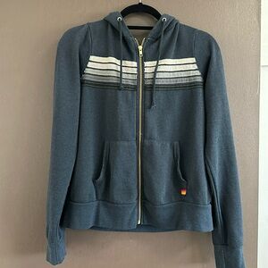 Aviator nation charcoal grey stripe zip up size Small